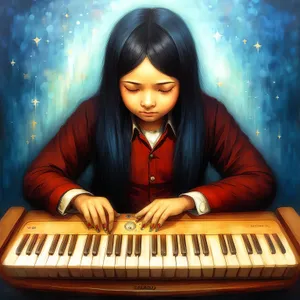 Joyful keyboard melody on harmonium