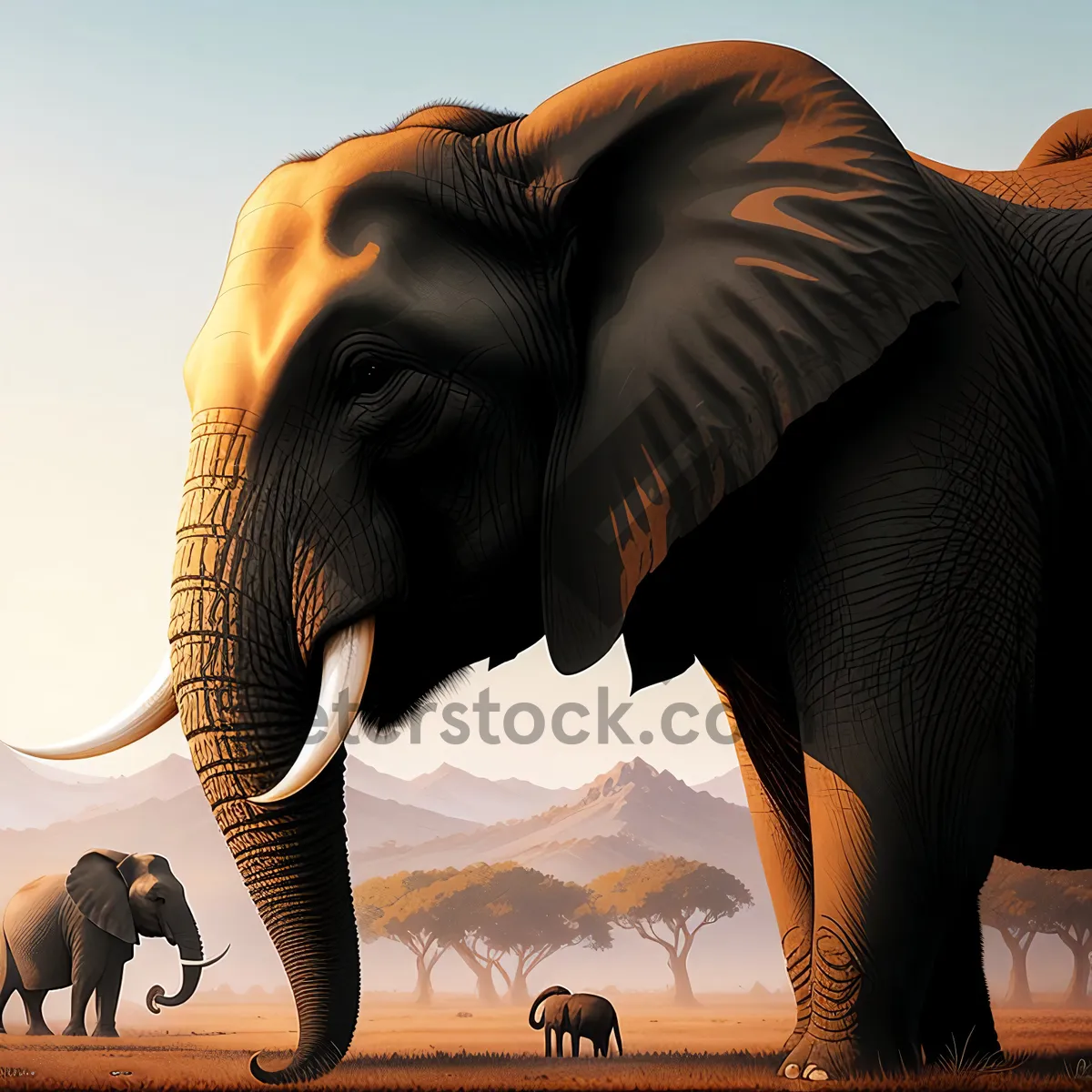 Picture of Powerful Pachyderm Posing in South African Reserve