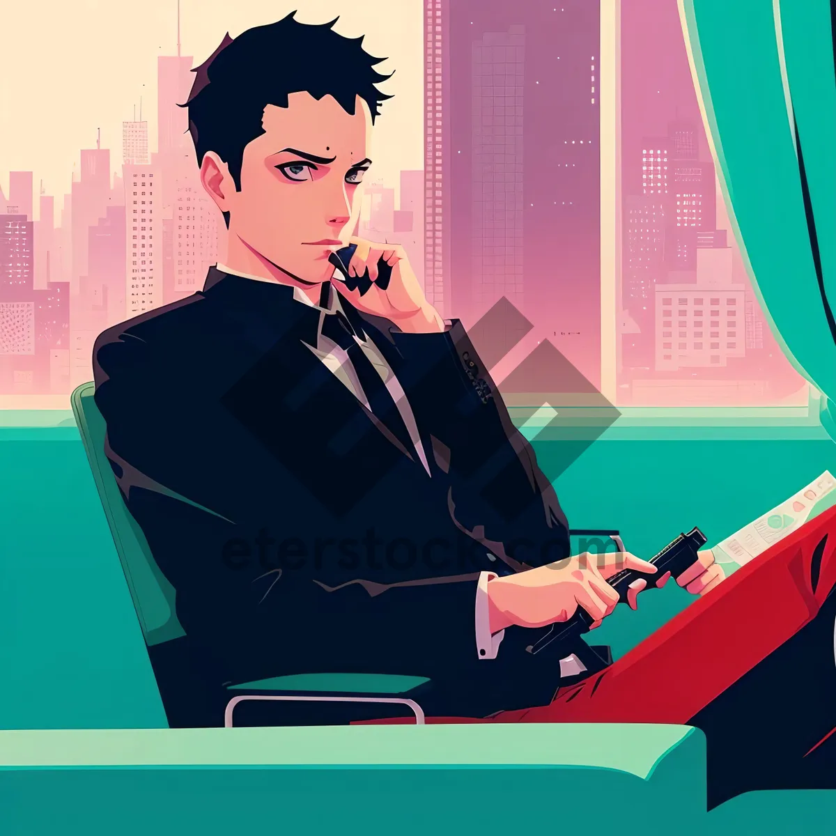 Picture of Happy adult business person portrait with aviator glasses.