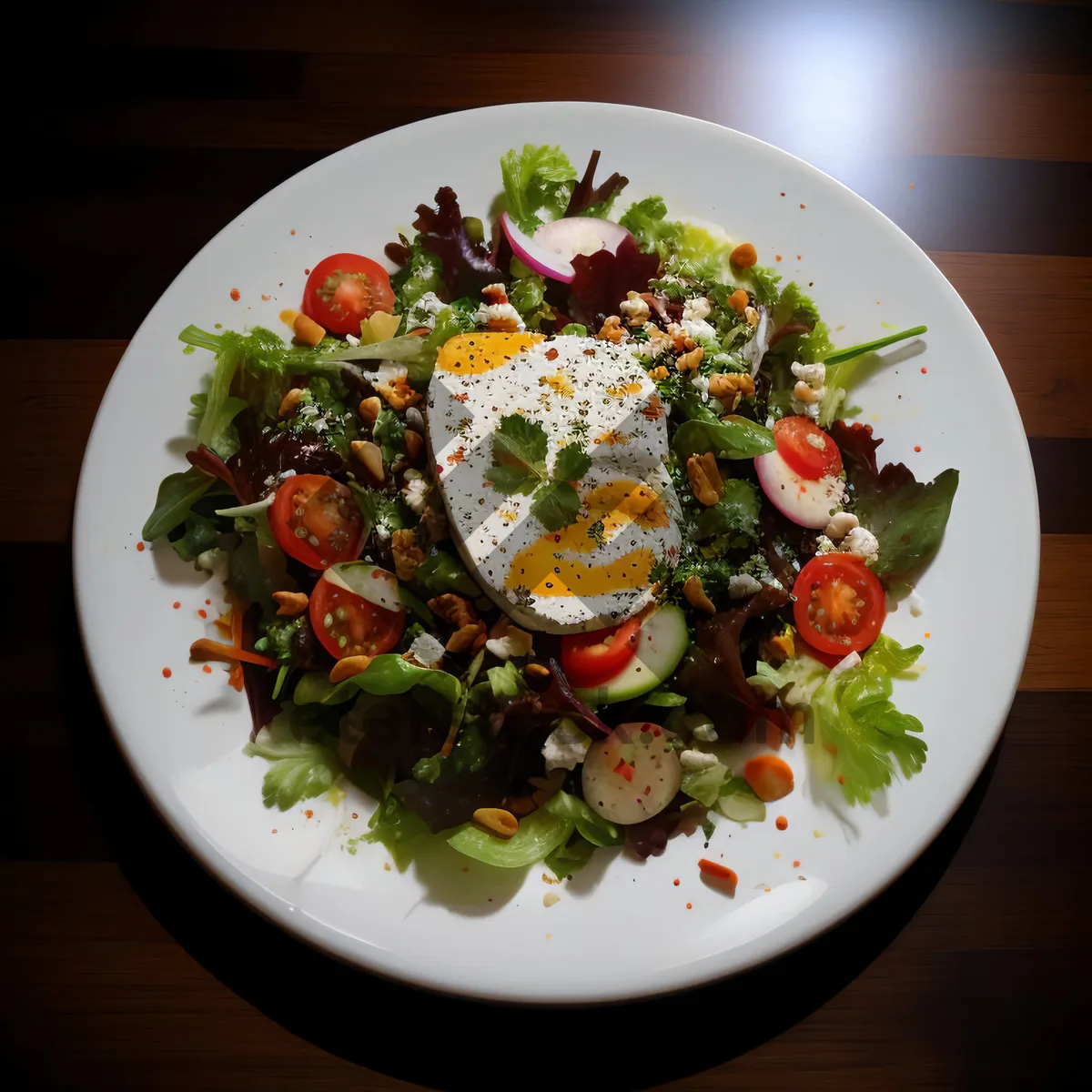 Picture of Fresh and Healthy Garden Salad with Delicious Cheese