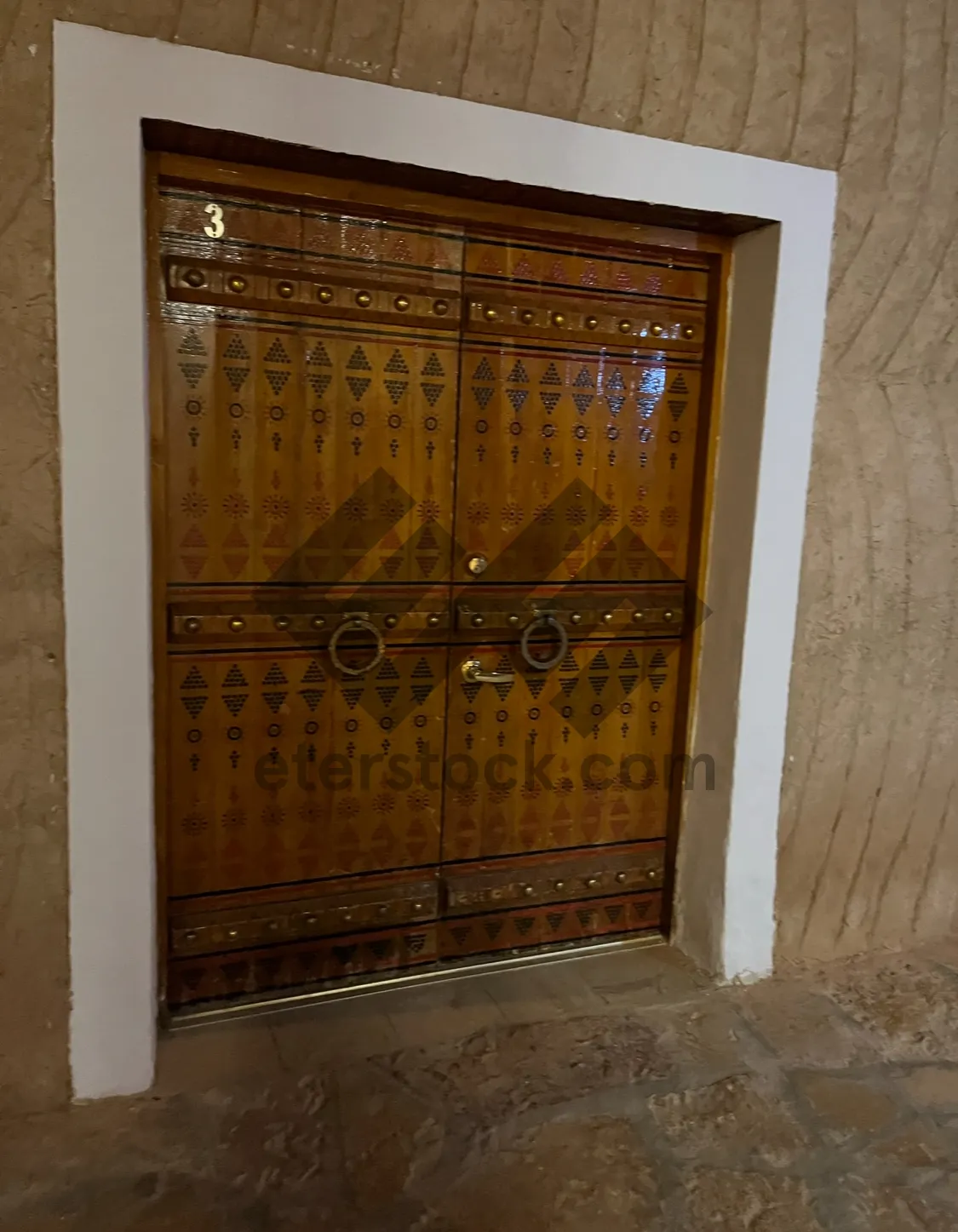 Picture of Antique wooden door in old home entrance.