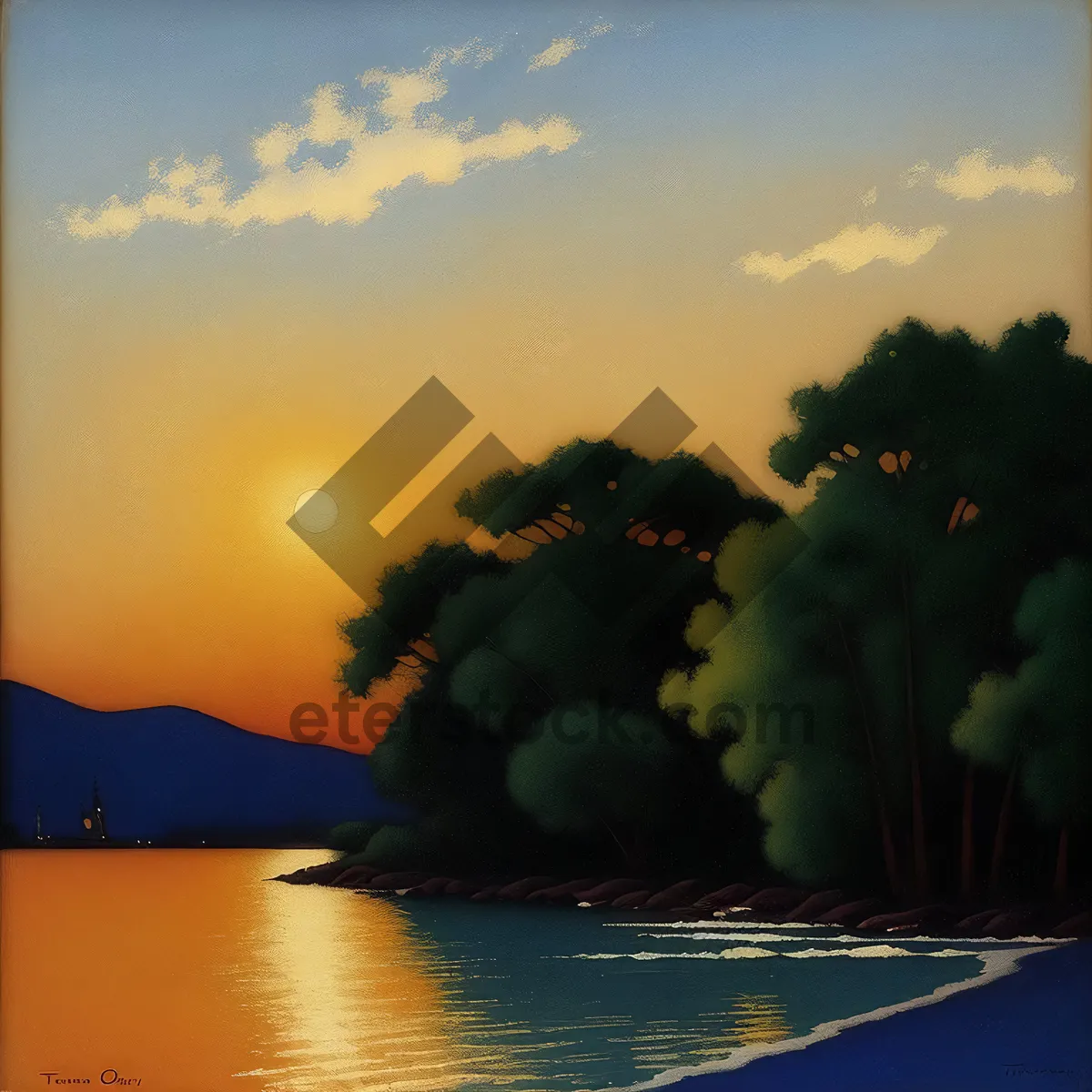 Picture of Golden Horizon: Tranquil Sunset Reflection on Serene Beach