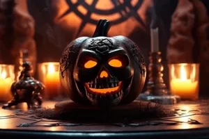 Glowing Jack-O'-Lantern in the Dark Night