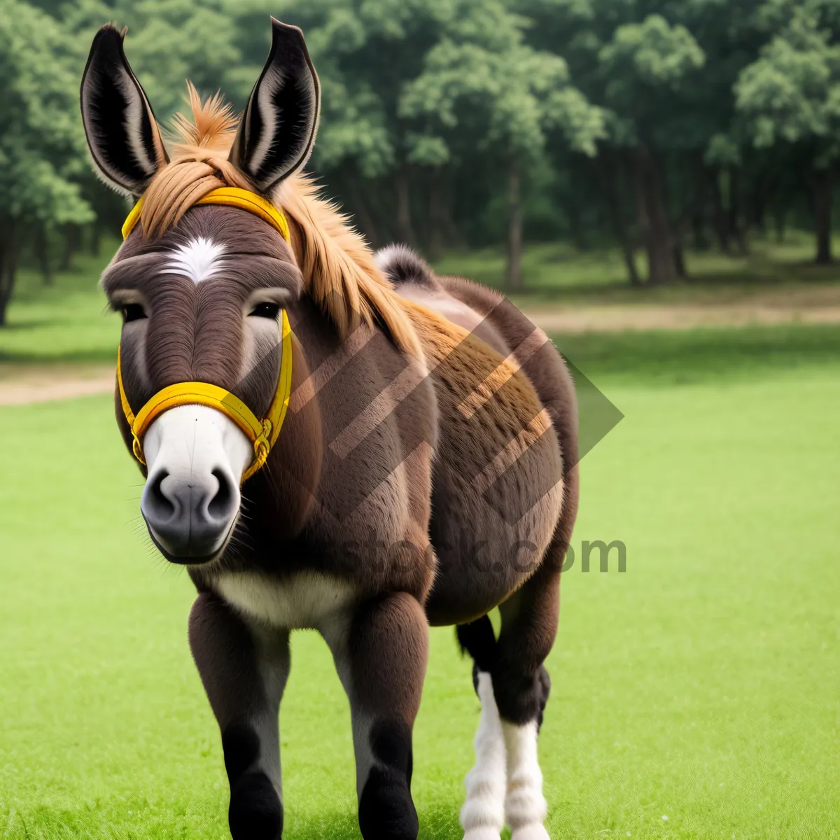 Picture of Graceful Thoroughbred Stallion in Rural Pasture