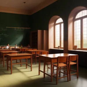 Modern Wood Dining Table with Chairs in Contemporary Home Interior