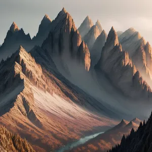 Grand Canyon Mountain Landscape with Scenic Sky