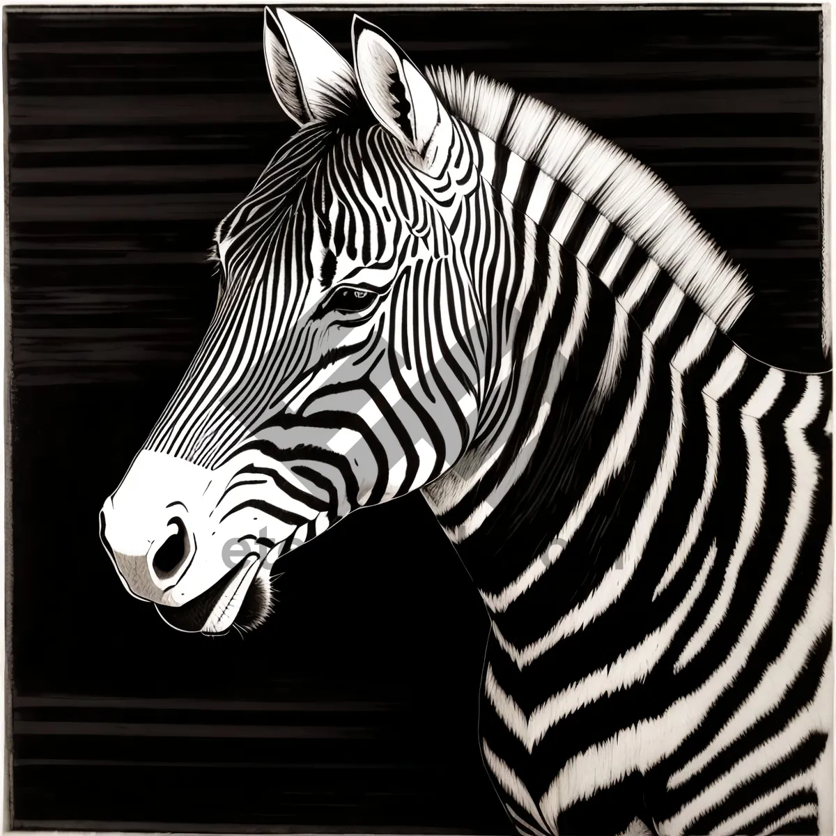 Picture of Wild striped zebra grazing in grassland reserve