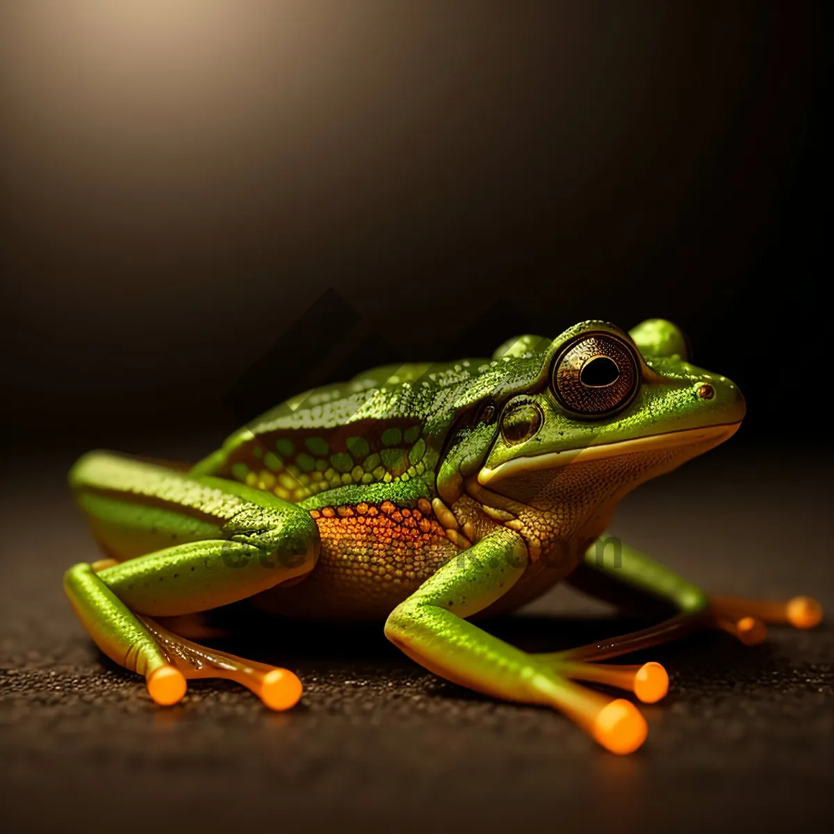 Picture of Vibrant-eyed Tree Frog Perched on a Leaf