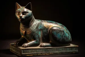 Sculpture of Cat Bookend with Artistic Design