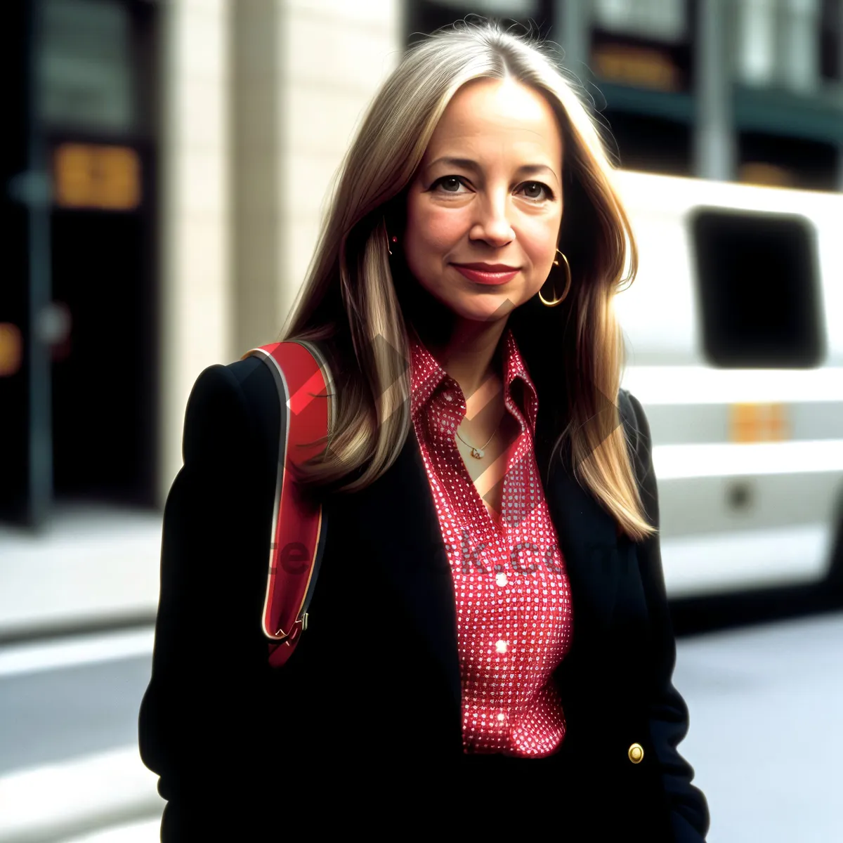 Picture of Smiling Brunette Businesswoman - Fashion Model in Casual attire