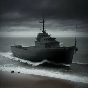 Warship at Ocean Harbor: Nautical Transport in Port