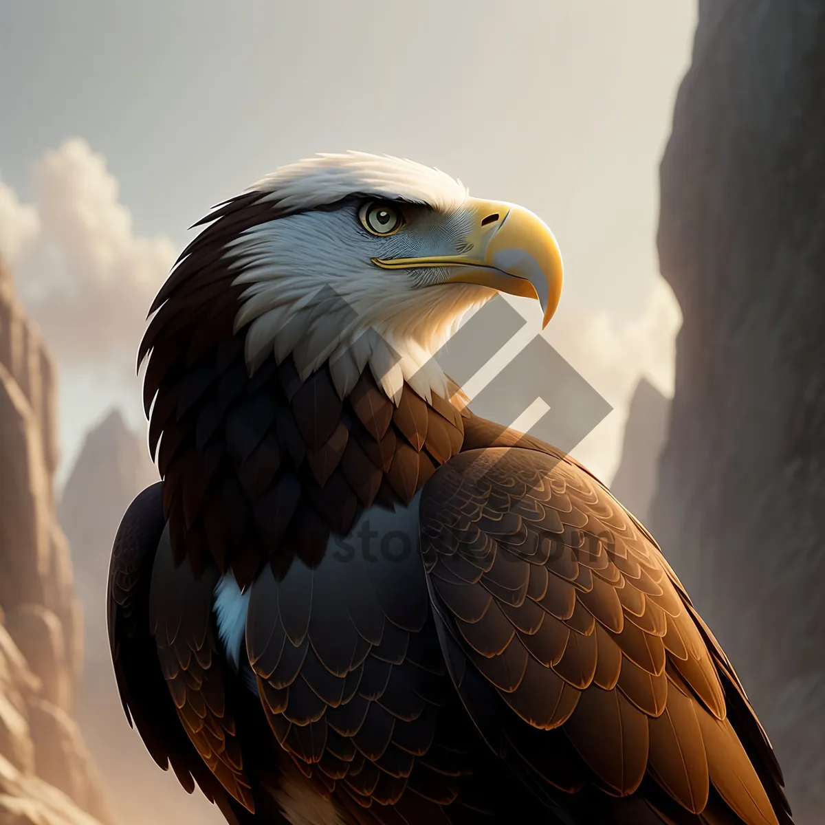 Picture of Majestic Hunter: Bald Eagle Observing its Prey