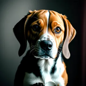 Adorable Beagle Puppy: Studio Portrait of Brown and Black Hunting Dog