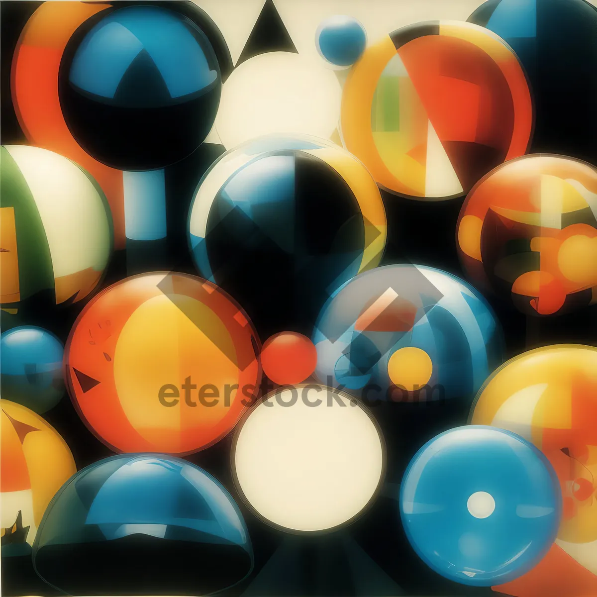 Picture of Colorful round orange and yellow pool balls set