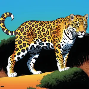 Majestic Jungle Hunter: Striped Jaguar Staring Dangerously