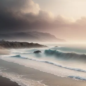 Golden Horizon: Idyllic Beachscape at Sunset