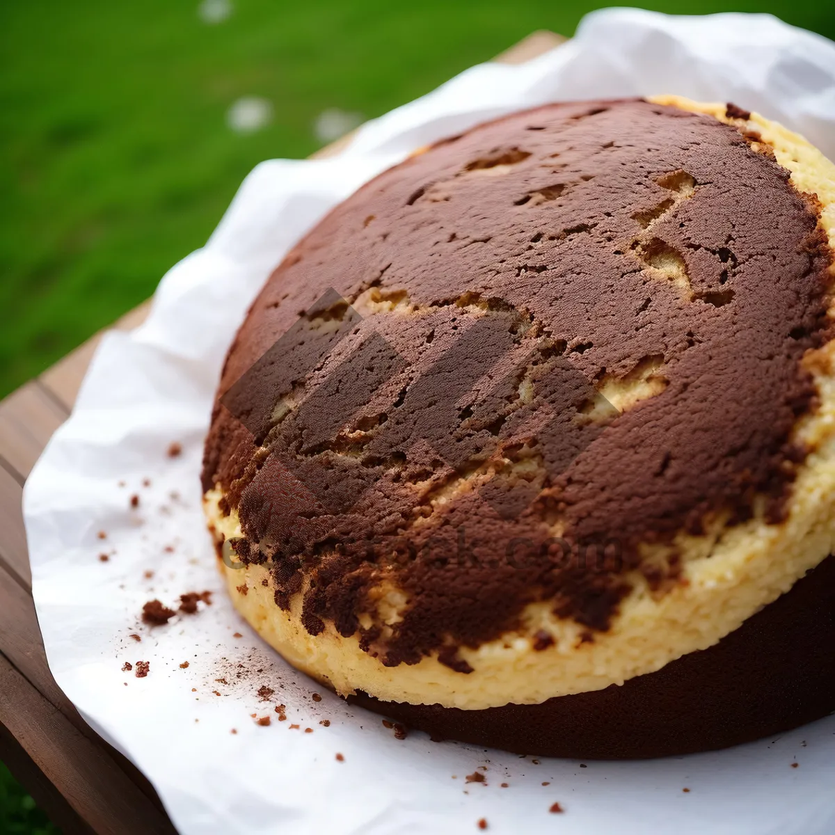 Picture of Delicious chocolate cake with cream and sauce