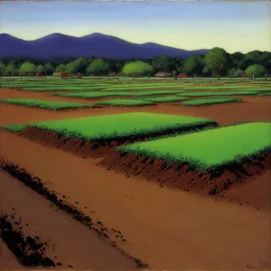Idyllic Rice Field Landscape Under Blue Sky
