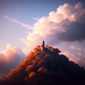 Golden Horizon: Majestic sunset over mountains
