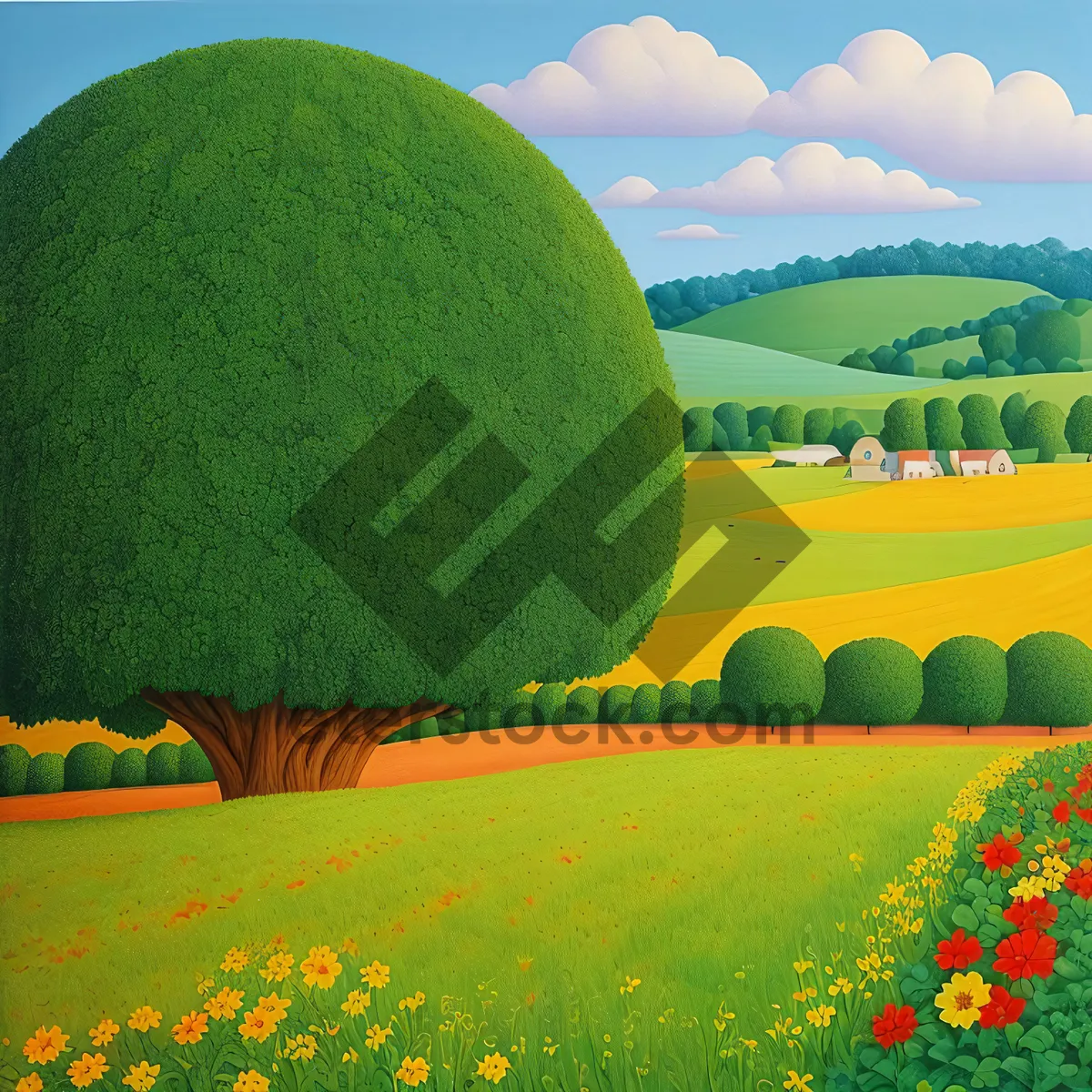 Picture of Golden Harvest Field in Rural Countryside