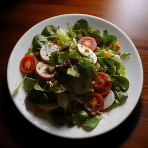 Healthy Vegetable Salad with Cheese and Tomato Garnish