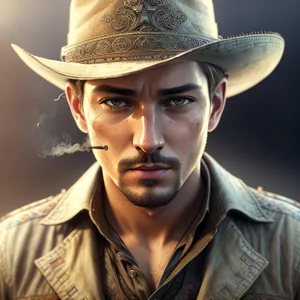 Stylish Male Model in Black Cowboy Hat