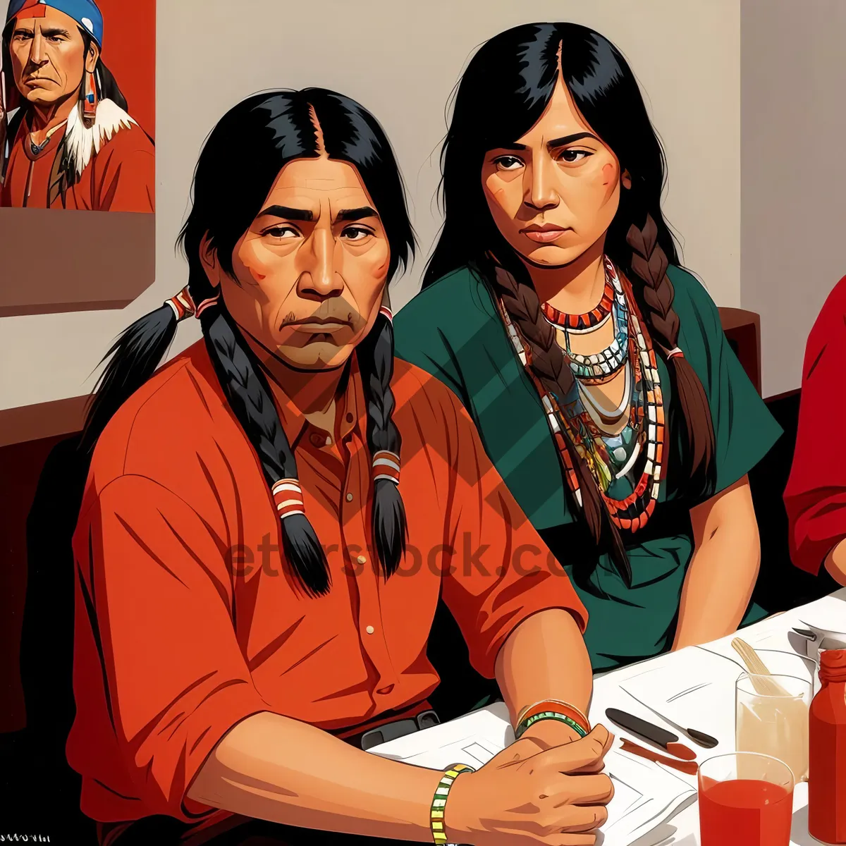 Picture of Smiling businesswoman and man in office