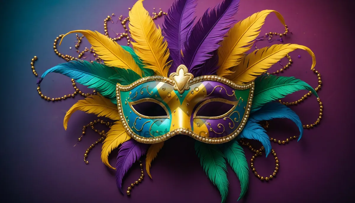 Picture of Mysterious Venetian Mask at Golden Masquerade Carnival