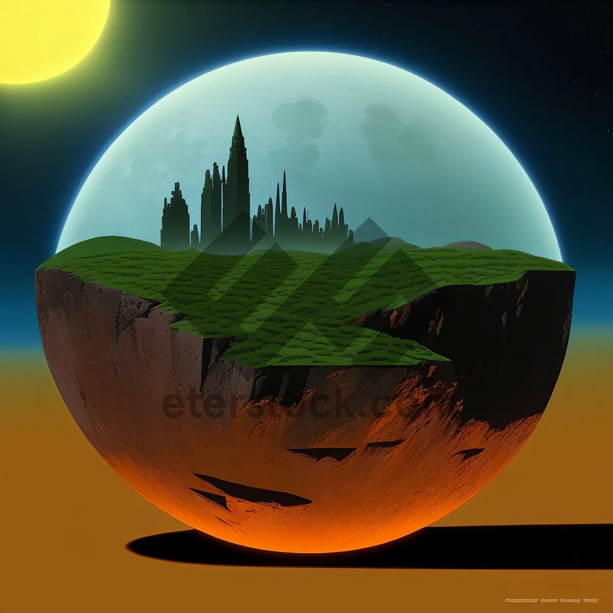Picture of Celestial sphere reflecting the Earth's continents - 3D rendering