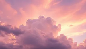 Clear Summer Sky Landscape with Fluffy Clouds