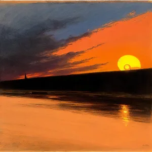 Golden Horizon over Ocean's Serene Beach"
or 
"Tropical Sunset on Beach with Reflecting Waves