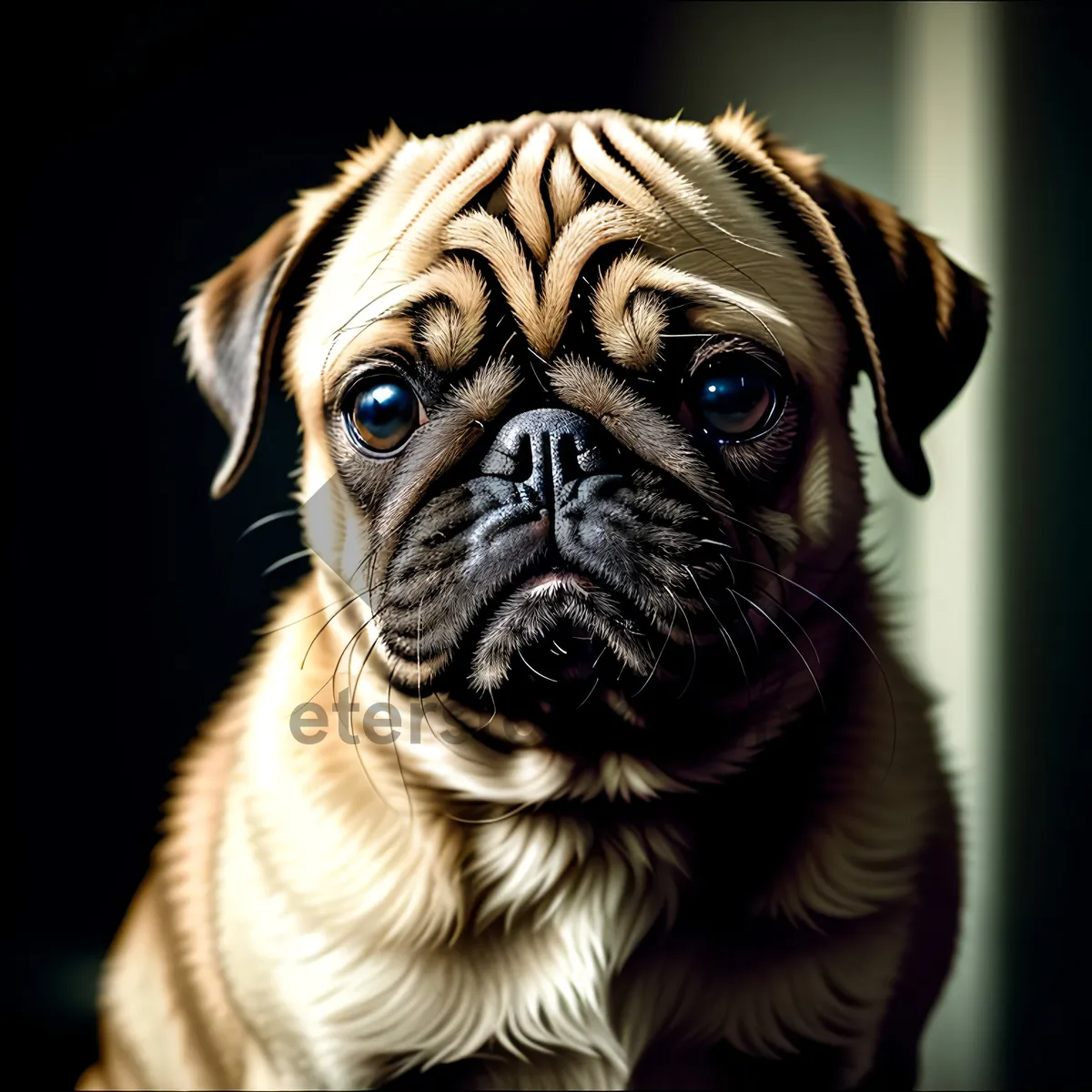 Picture of Adorable Pug Bull: Cute Studio Portrait of Purebred Canine