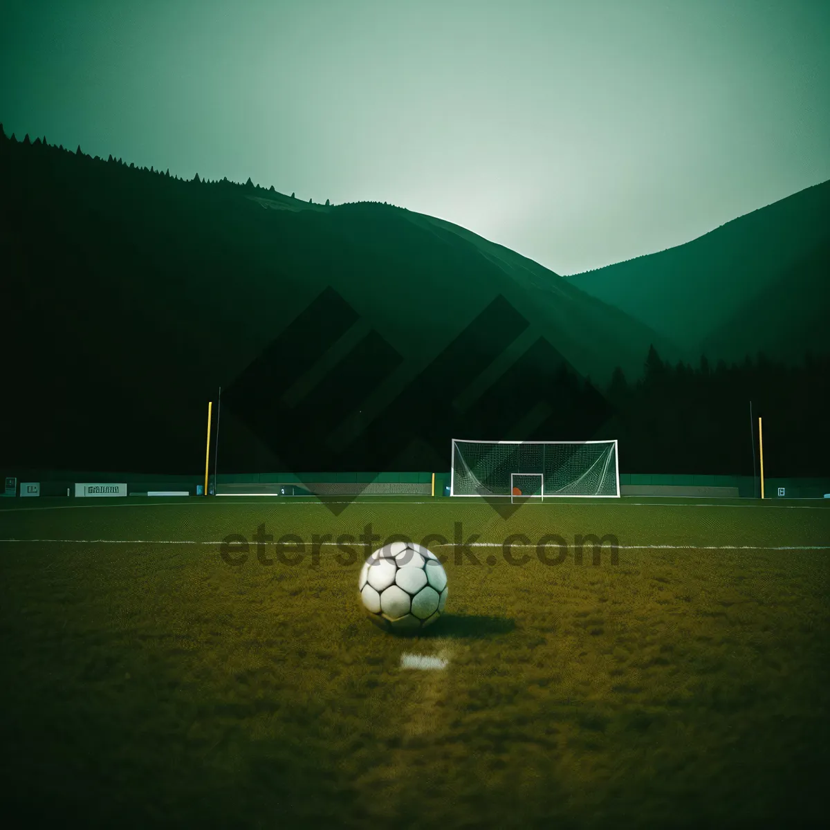Picture of Vibrant Soccer Ball Glistening on Green Grass