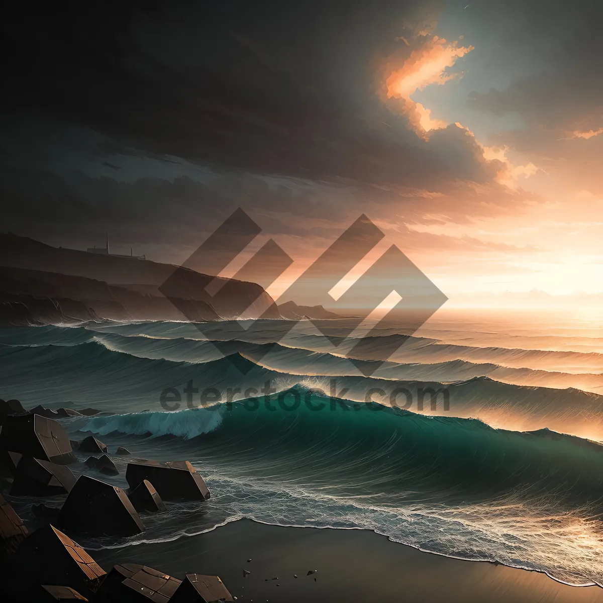 Picture of Golden Horizon at Dusk: Captivating Seascape Bliss