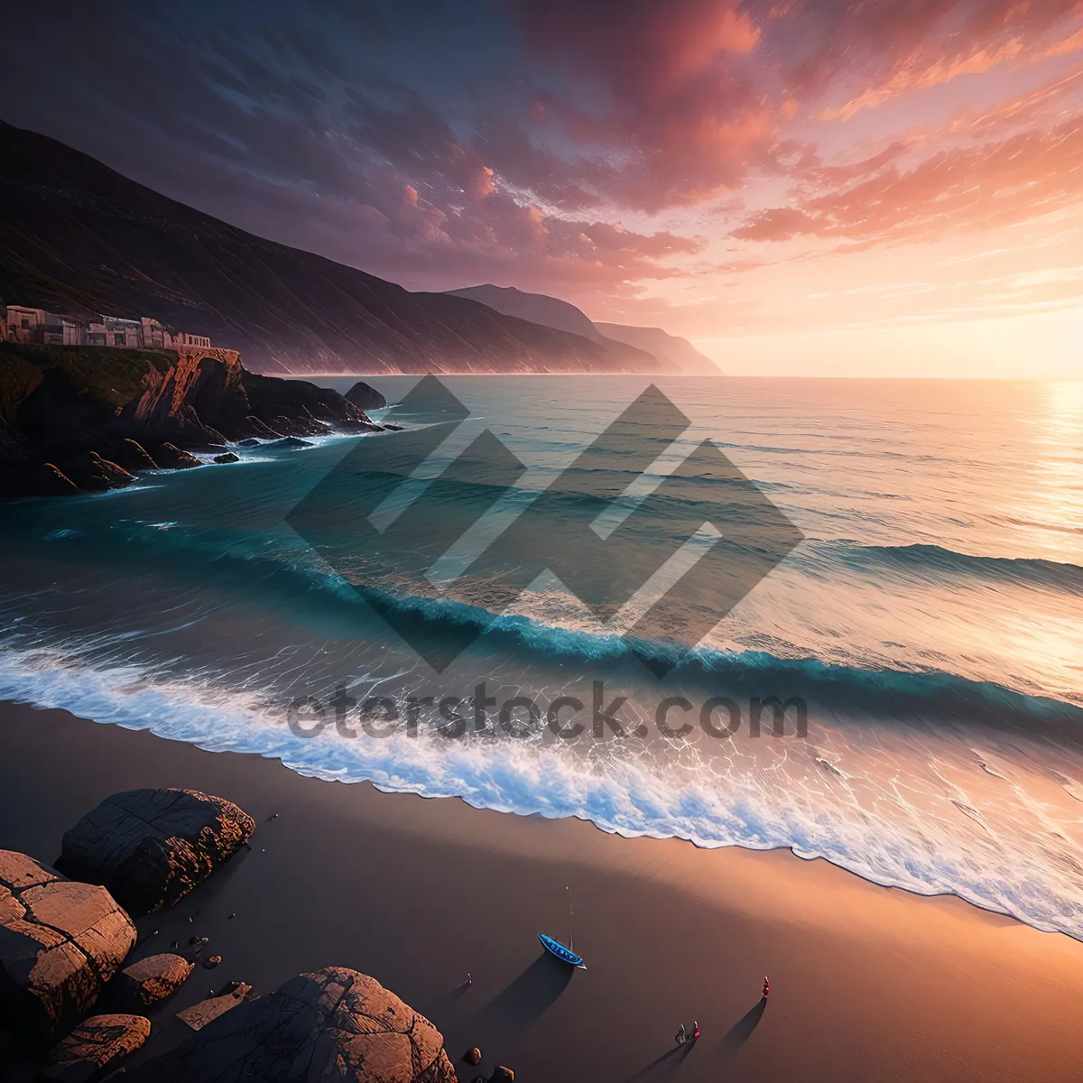 Picture of Golden Horizon: Serene Sunset over Sunny Beach