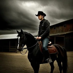 Wild West Horseback Riding Cowboy with Saddle
