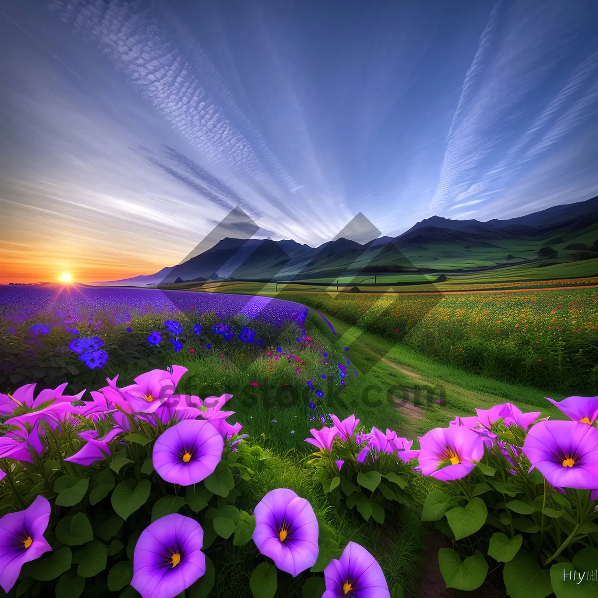 Picture of Vibrant Tulip Blossom in the Meadow