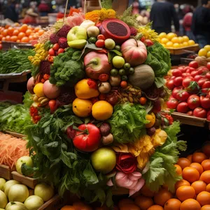 Assorted Fresh Fruits and Vegetables in Basket