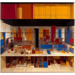 Modern Library Interior with Books and Furniture.