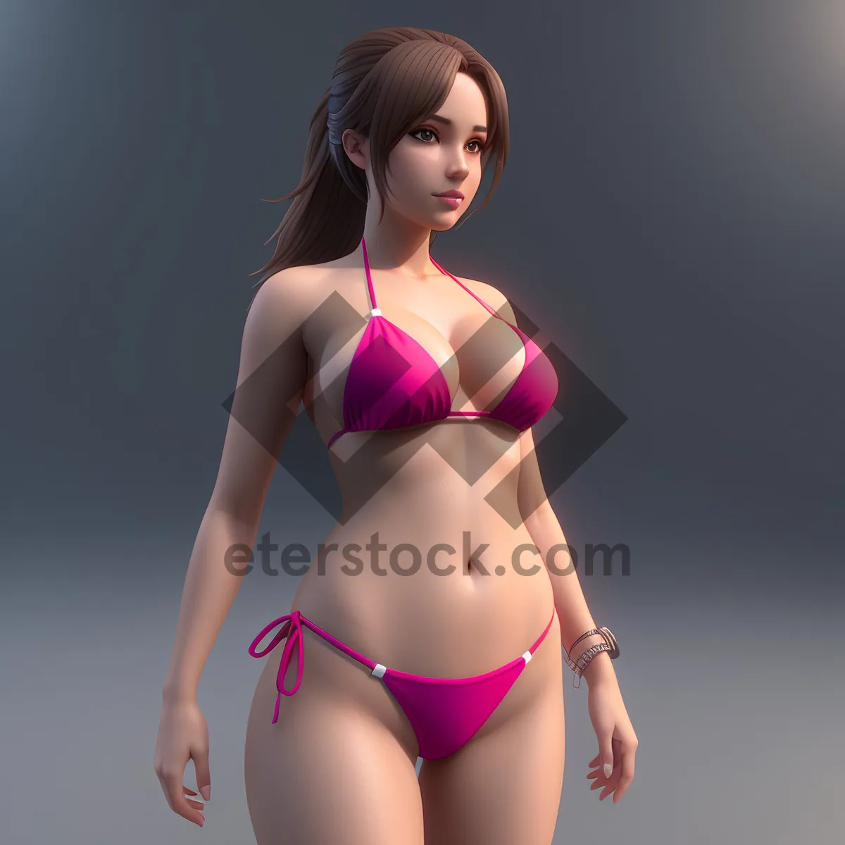 Picture of Seductive Swimwear Showcase: Attractive Bikini Model in Sensual Pose