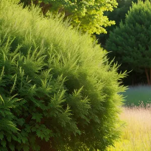 Autumn Forest Fennel: A Natural Seasonal Flora in Pine Trees Landscape.