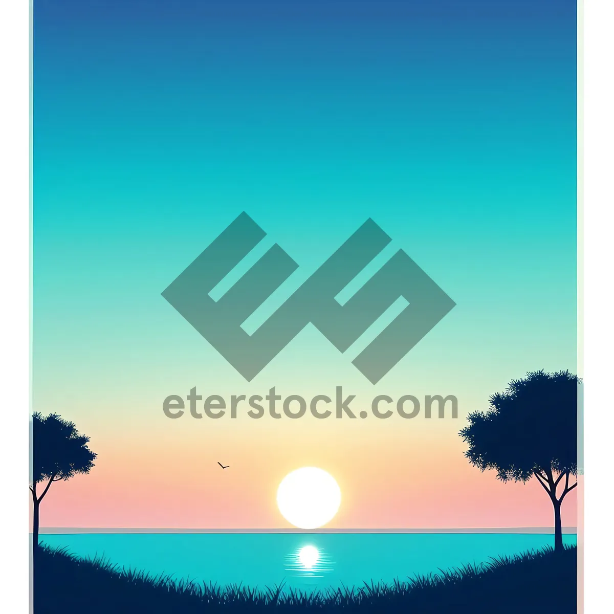 Picture of Bright Sunset over Summer Landscape