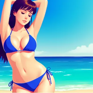 Stunning Summer Beach Babe in Stylish Swimsuit