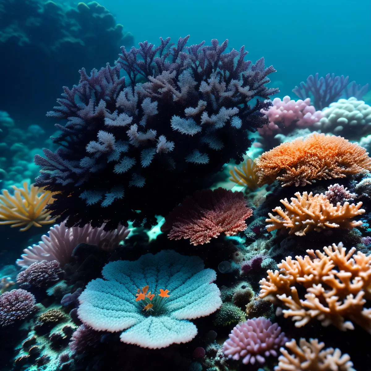 Picture of Tropical Coral Reef: Sunlit Underwater Color Explosion