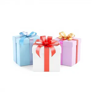 3D gift box set with ribbon and bow