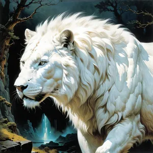 Majestic Lion with Lush Mane and Piercing Eyes