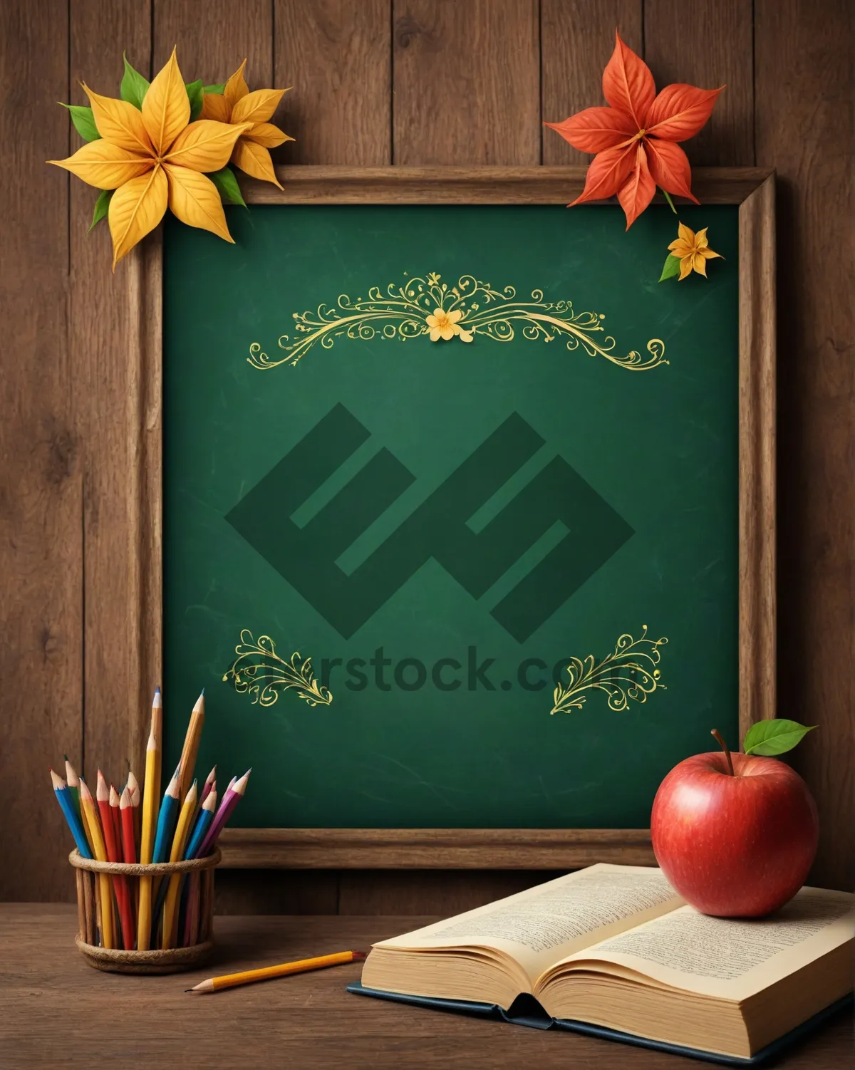 Picture of Grunge Paper Frame on Blackboard Background