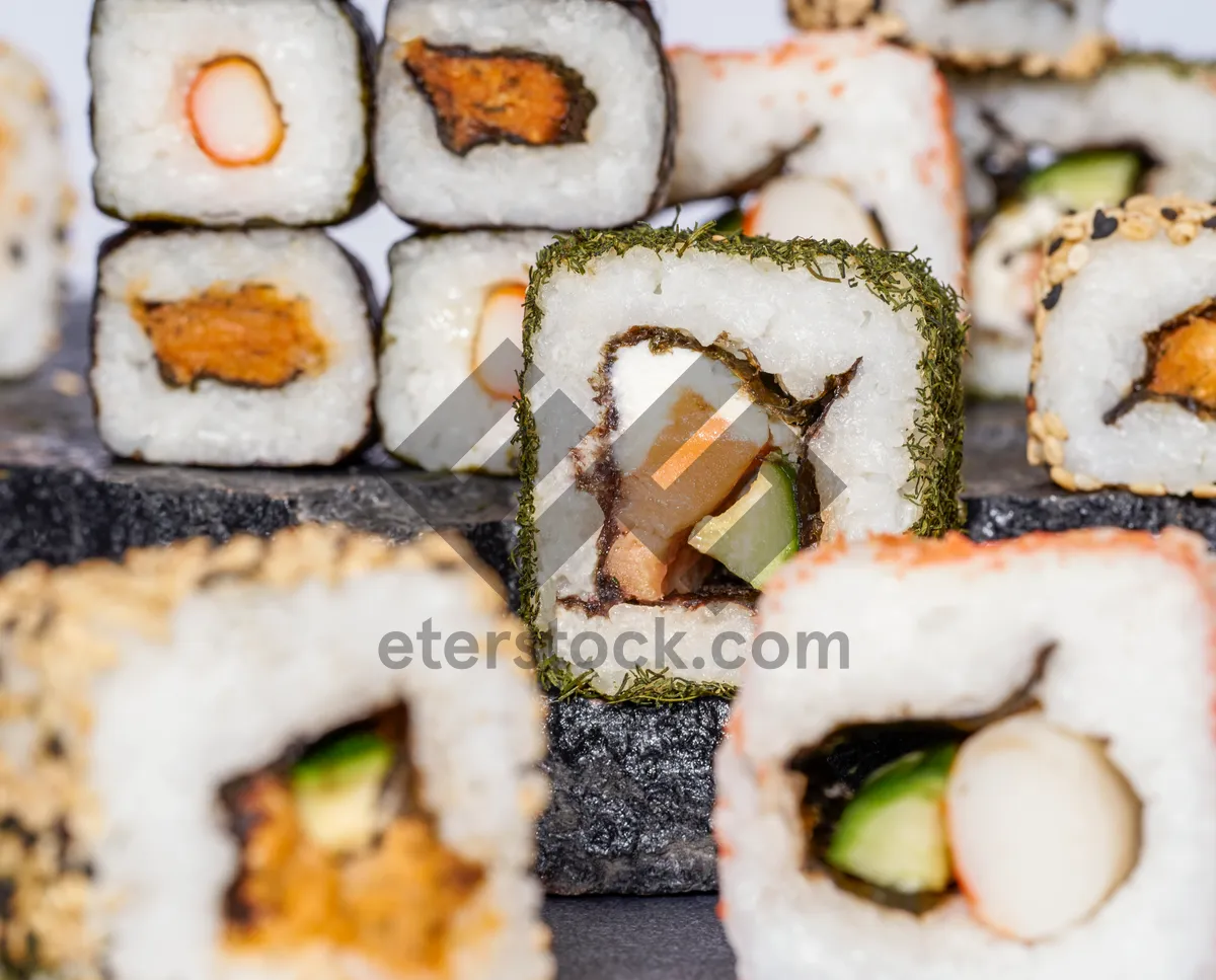 Picture of Delicious Sushi Roll with Fresh Salmon and Avocado