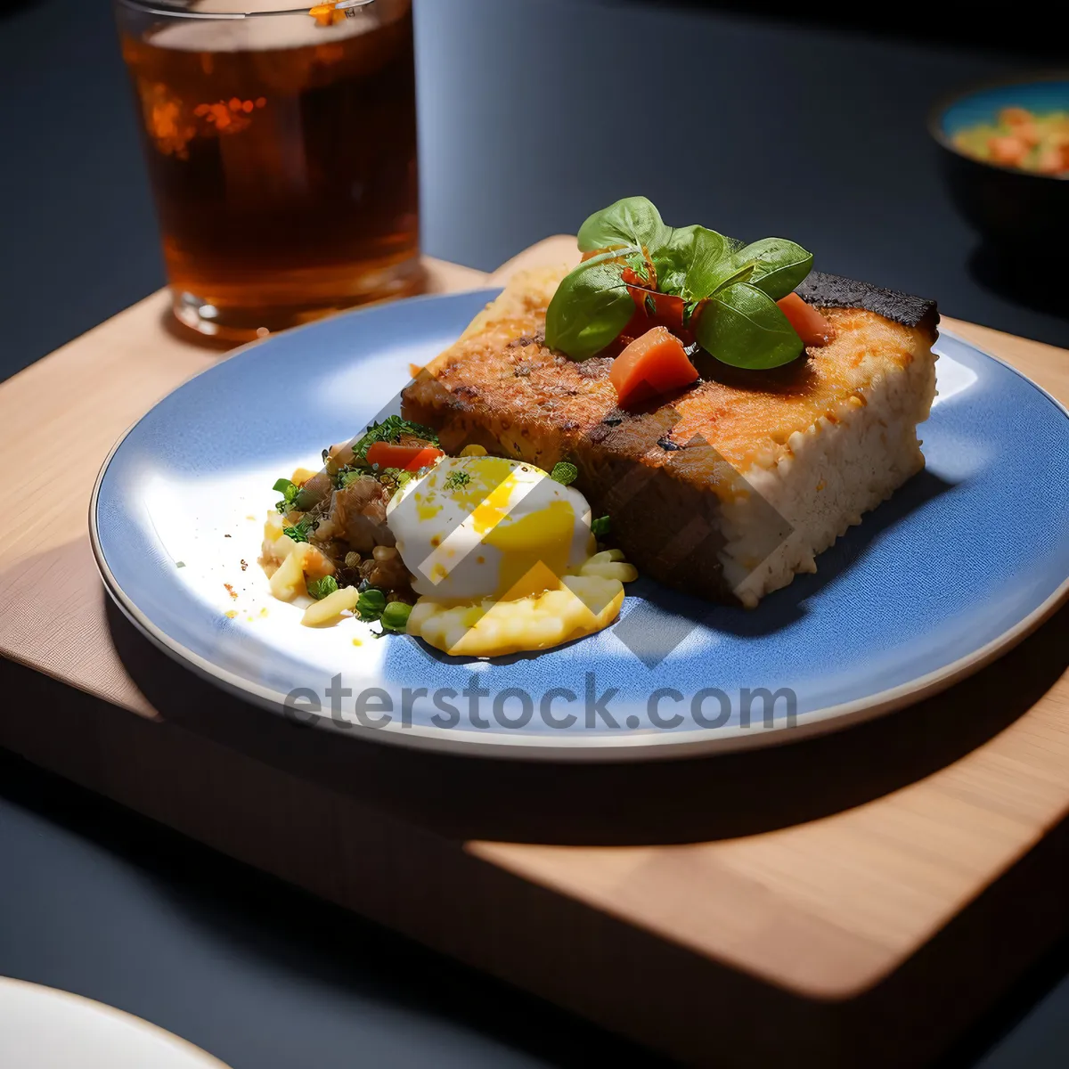 Picture of Delicious gourmet dinner plate with fresh vegetable salad