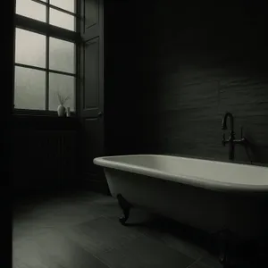 Modern bathroom bliss: sleek tub and clean lines.